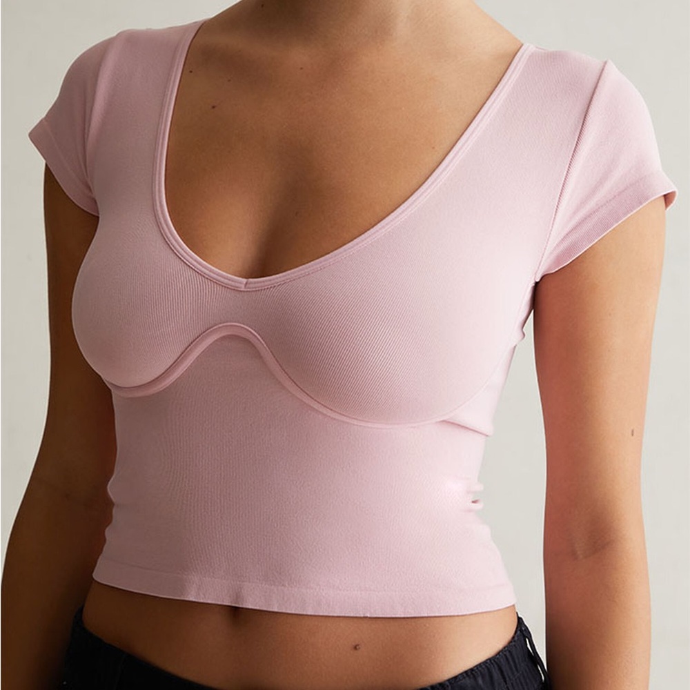 Contour By Pacsun Icon Seamless Short Sleeve T-Shirt Pink